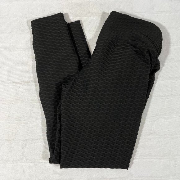 Women's Letsfit Black Anti-Cellulite Leggings with Scrunch Booty/Butt Size Large - Picture 1 of 5